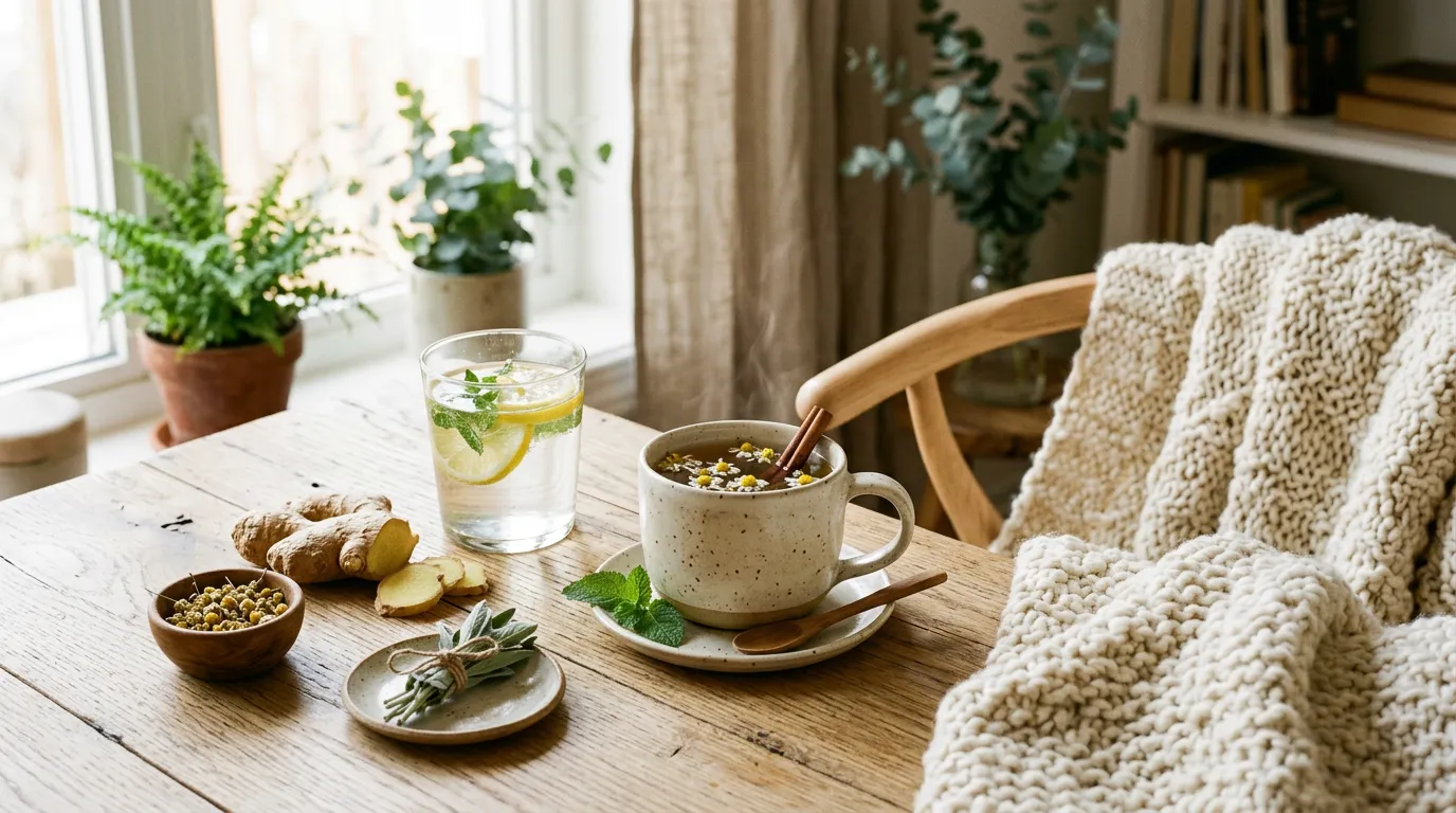 Editorial still-life illustrating a guide to GLP-1 side effects and management