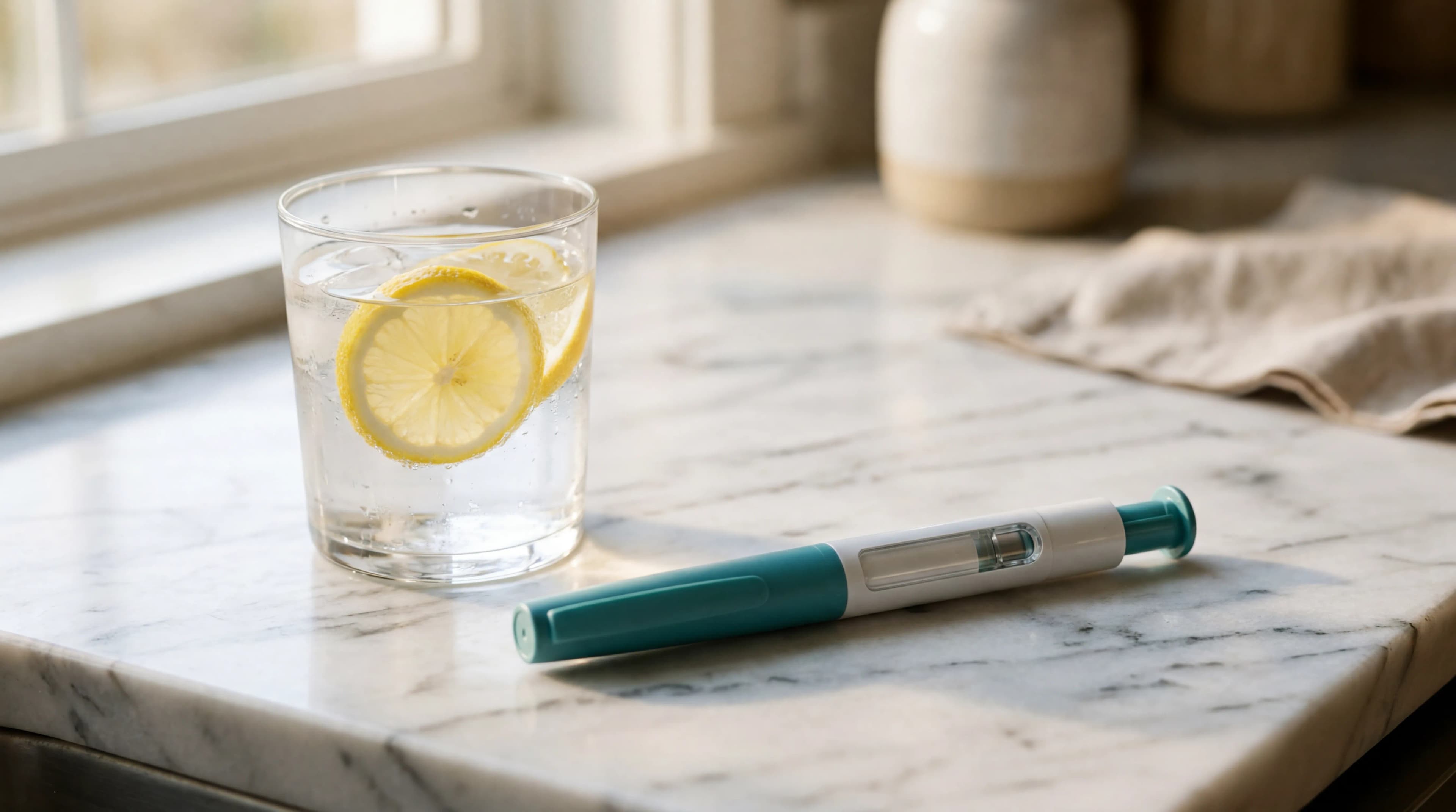 Editorial lifestyle still-life accompanying a guide to Zepbound side effects and management