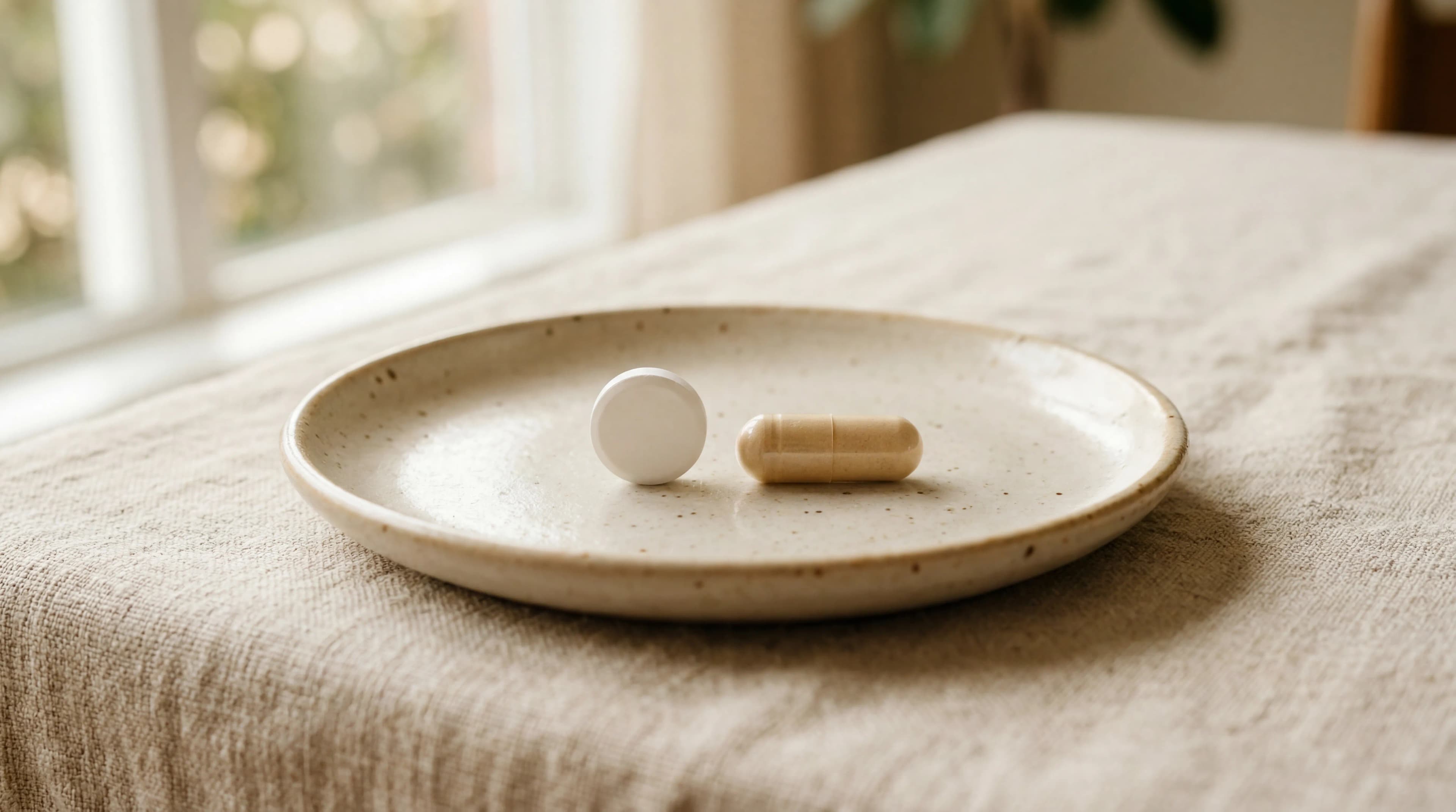 Editorial still-life illustrating Foundayo and Wegovy pill comparison for weight loss
